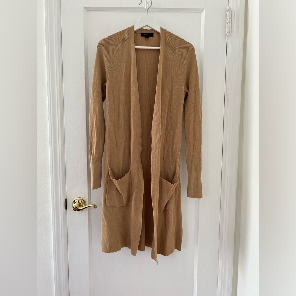Ann Taylor Oversized Open cardigan size XXS Camel